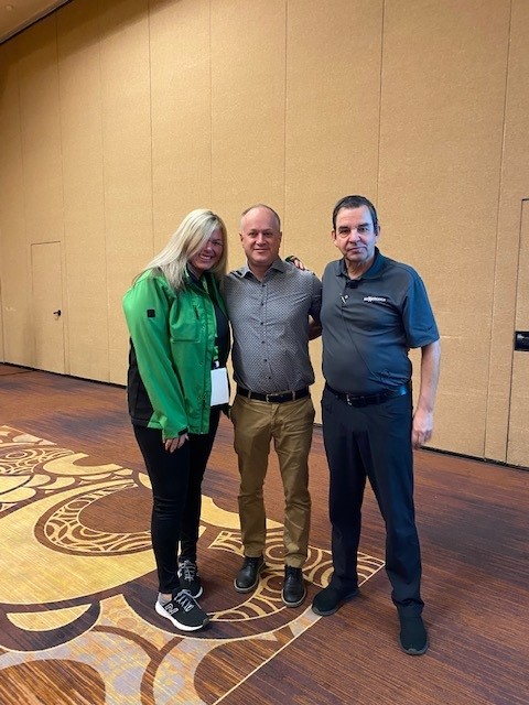 From left to right, Colleen Miller, SENNEBOGEN: Dave Hill VCES President, Constantino Lannes, SENNEBOGEN LLC